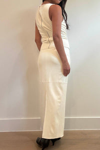 Faux Suede Sleeveless Top Maxi Skirt Set