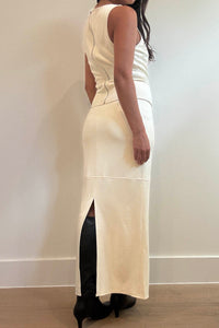 Faux Suede Sleeveless Top Maxi Skirt Set