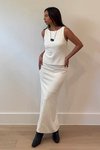 Faux Suede Sleeveless Top Maxi Skirt Set