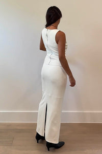Faux Suede Sleeveless Top Maxi Skirt Set
