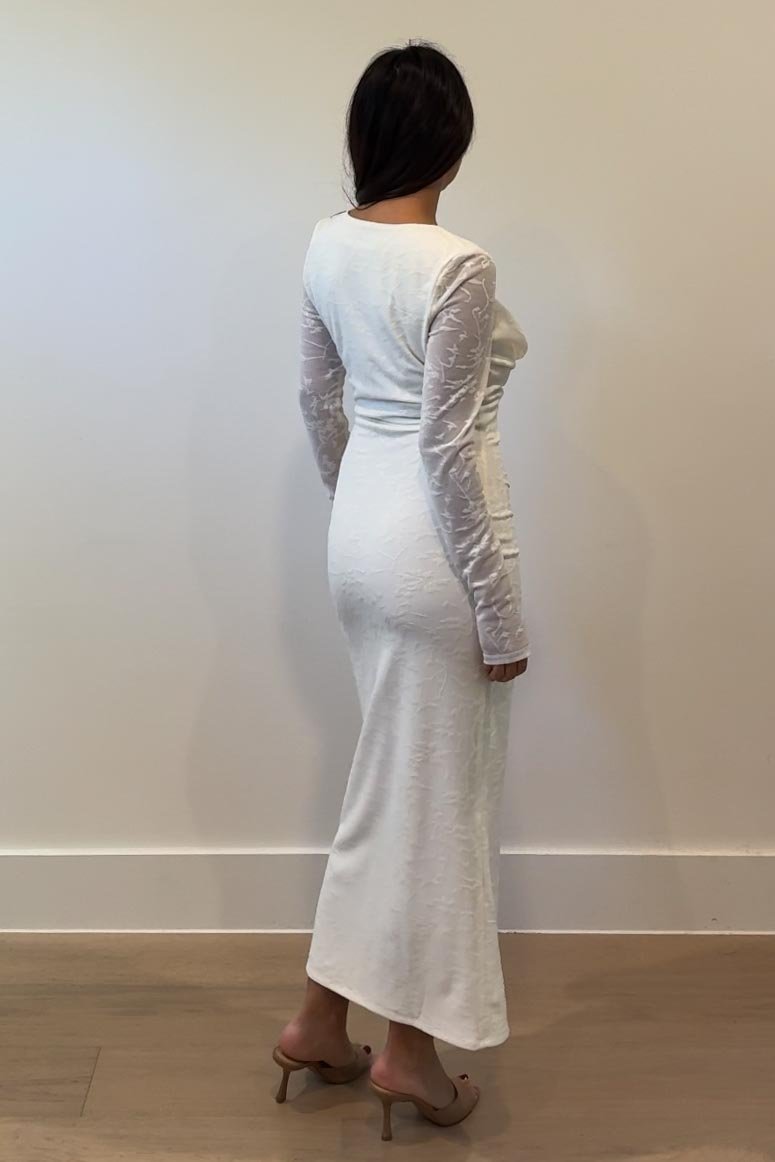 Drape Detail Long Sleeve Maxi Dress