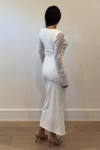 Drape Detail Long Sleeve Maxi Dress