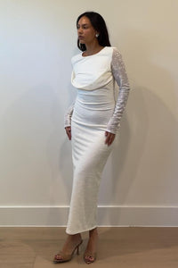 Drape Detail Long Sleeve Maxi Dress