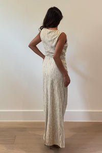 Stripe Cowl Neck Knot Top and Maxi Skirt Set