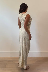 Stripe Cowl Neck Knot Top and Maxi Skirt Set