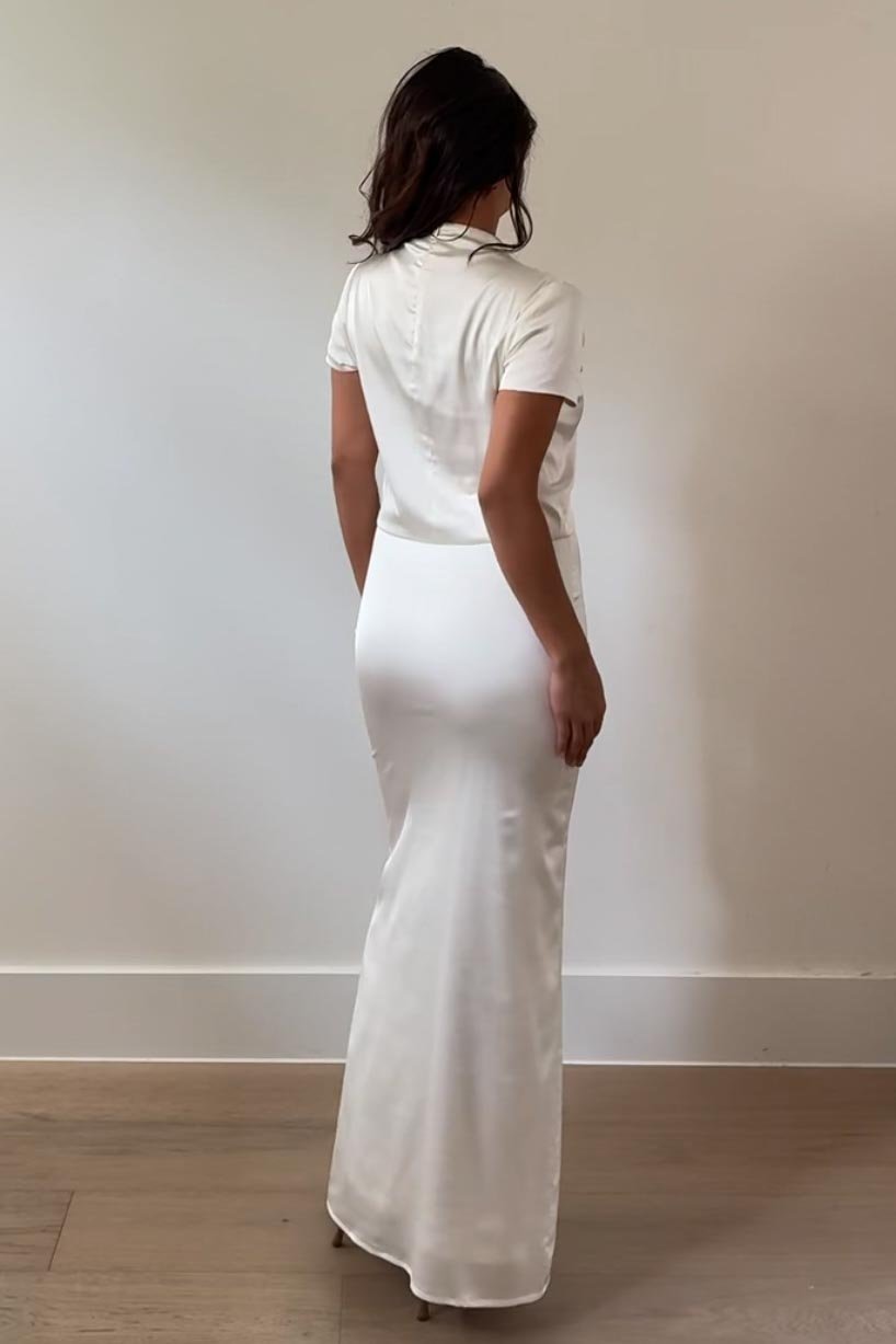 Satin Split Top Maxi Skirt Set