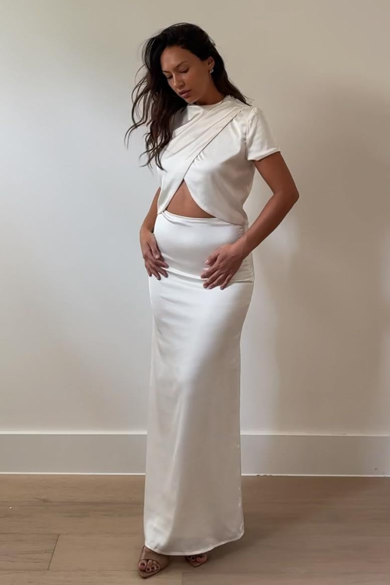 Satin Split Top Maxi Skirt Set