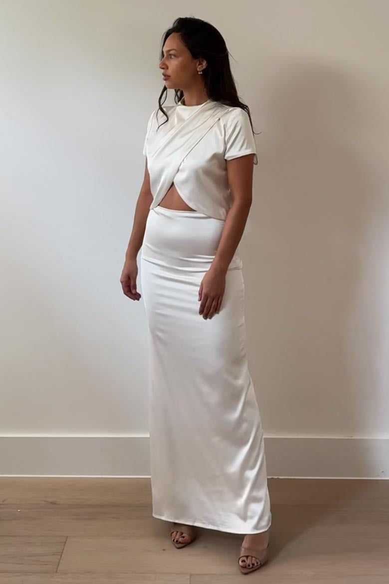 Satin Split Top Maxi Skirt Set