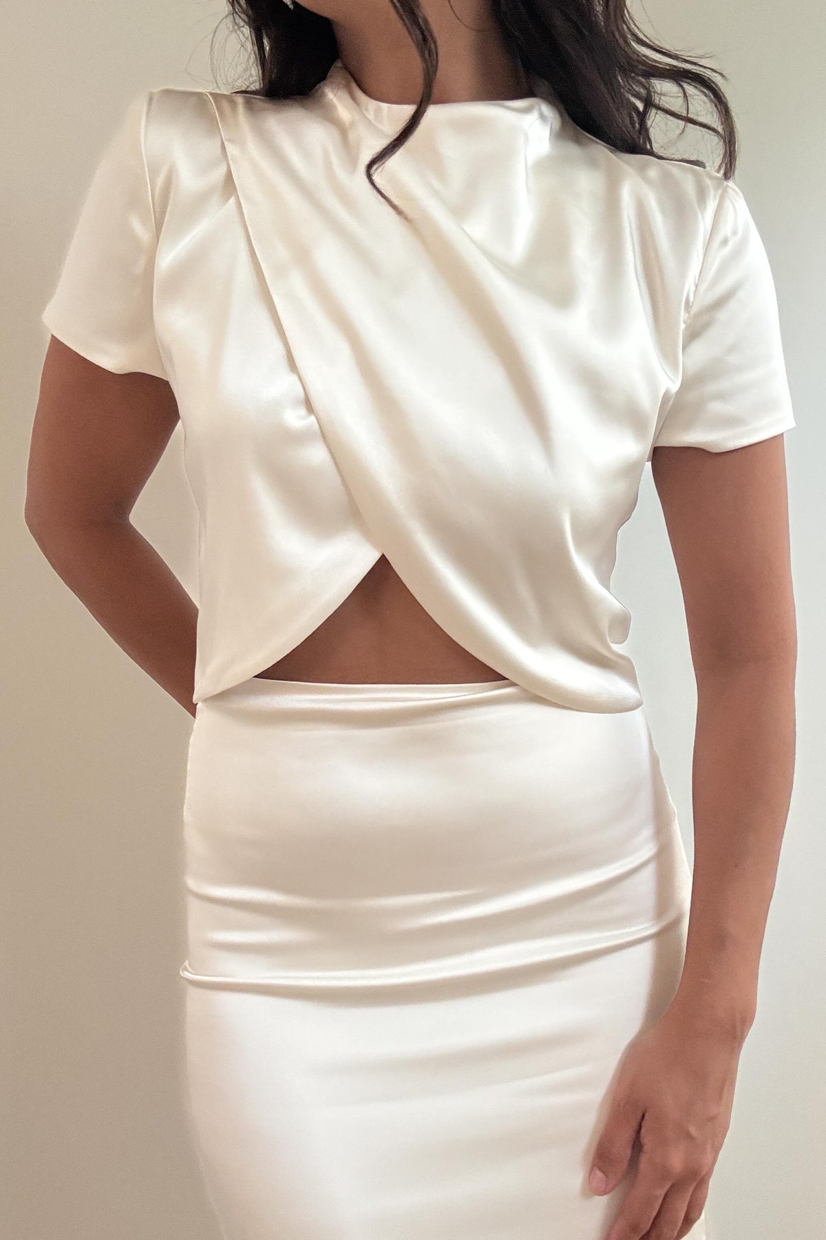 Satin Split Top Maxi Skirt Set
