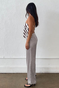 Stripe Strapless Top Wide Leg Pants Set