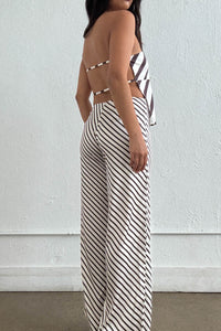 Stripe Strapless Top Wide Leg Pants Set