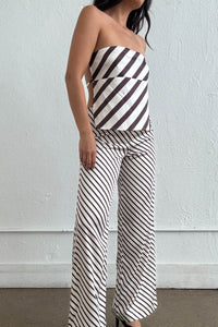 Stripe Strapless Top Wide Leg Pants Set
