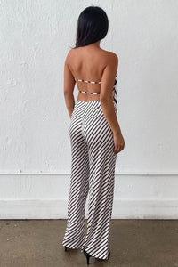 Stripe Strapless Top Wide Leg Pants Set