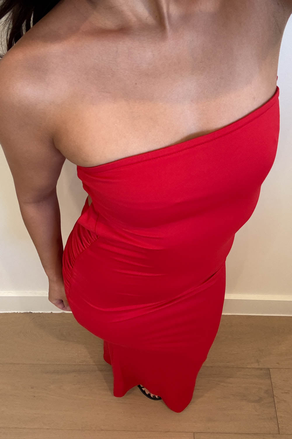 Strapless Back Twist Maxi Dress