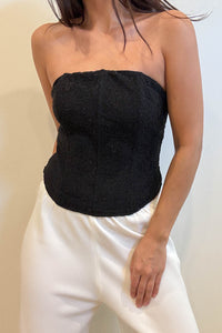 Strapless Lace Up Back Corset Top