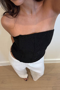 Strapless Lace Up Back Corset Top