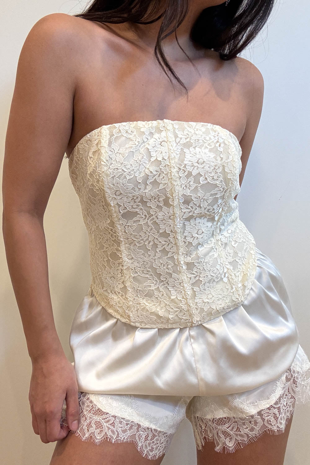 Strapless Lace Up Back Corset Top