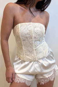 Strapless Lace Up Back Corset Top