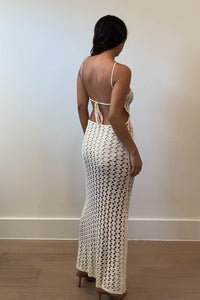 Crochet Knit Halter Maxi Dress