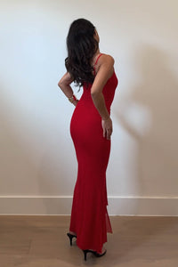 Mesh Front Tie Bodycon Maxi Dress