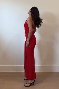 Mesh Front Tie Bodycon Maxi Dress