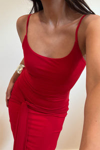 Mesh Front Tie Bodycon Maxi Dress