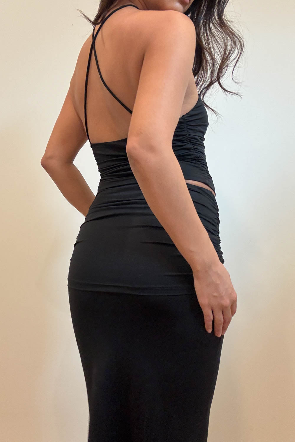 Halter Top Gathered Waist Maxi Skirt Set