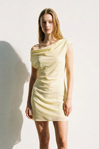 Chiffon Asymmetric Neck Slim Fit Mini Dress