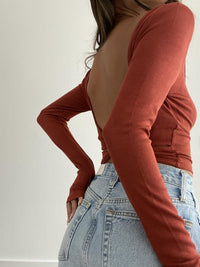 Square Neck Open Back Twist Detail Top