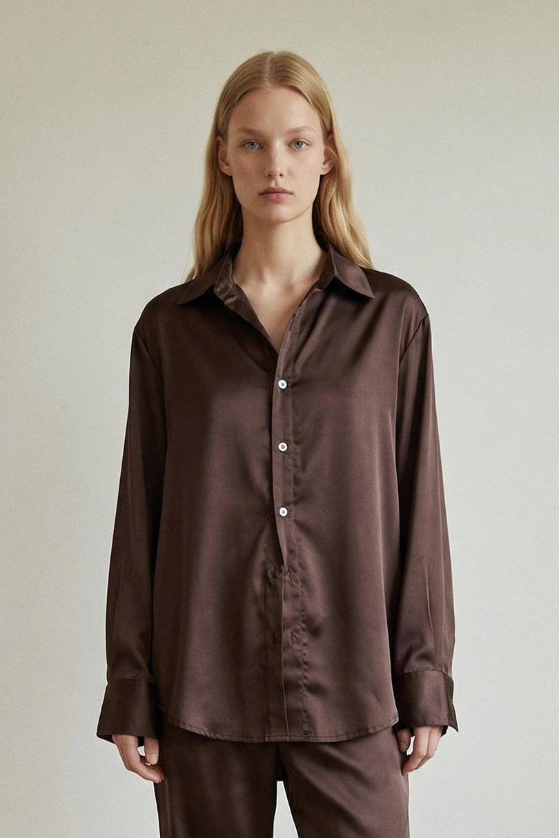 Satin Oversized Button Up Shirt