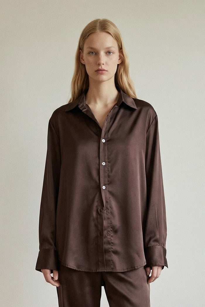 Satin Oversized Button Up Shirt