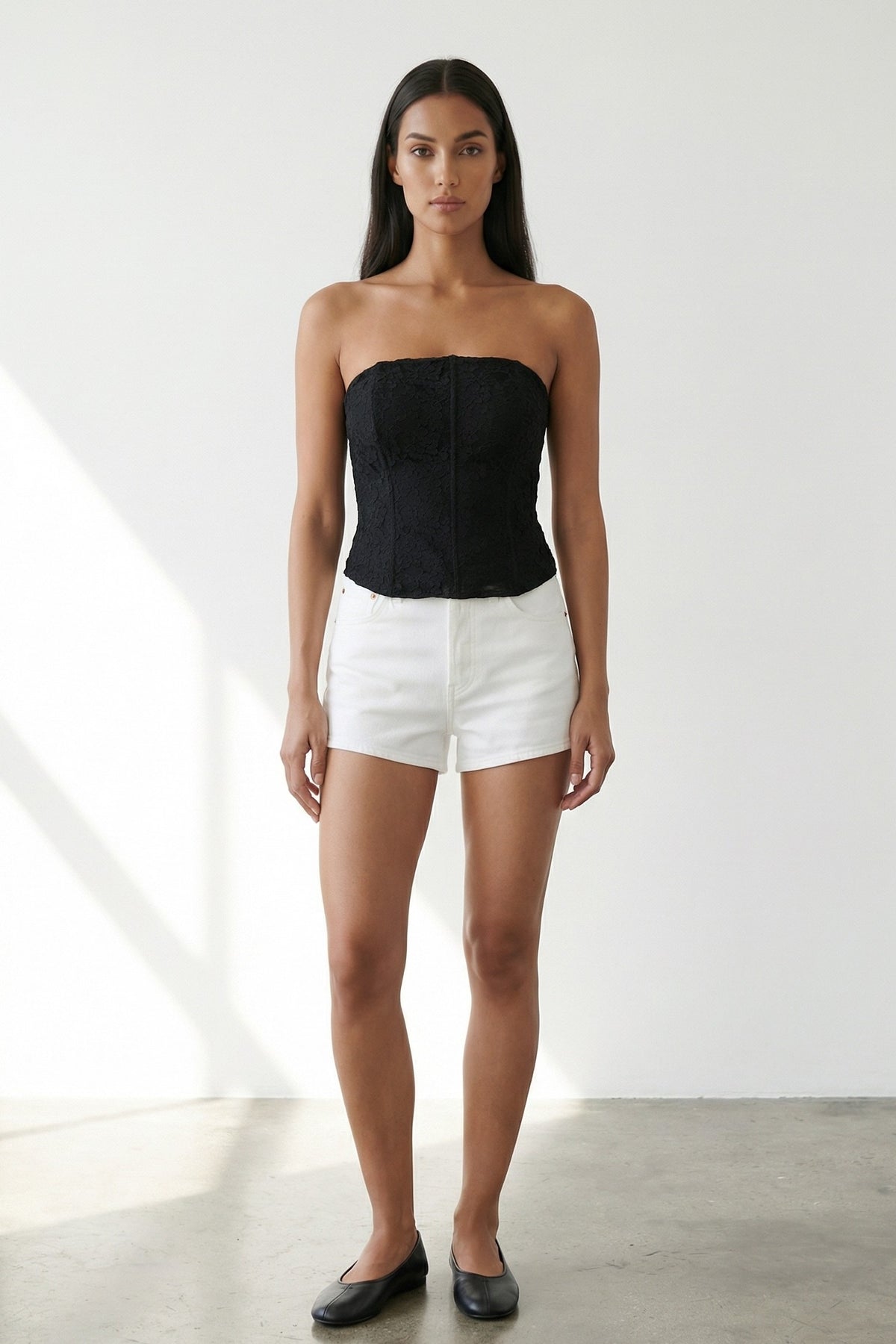 Strapless Lace Up Back Corset Top