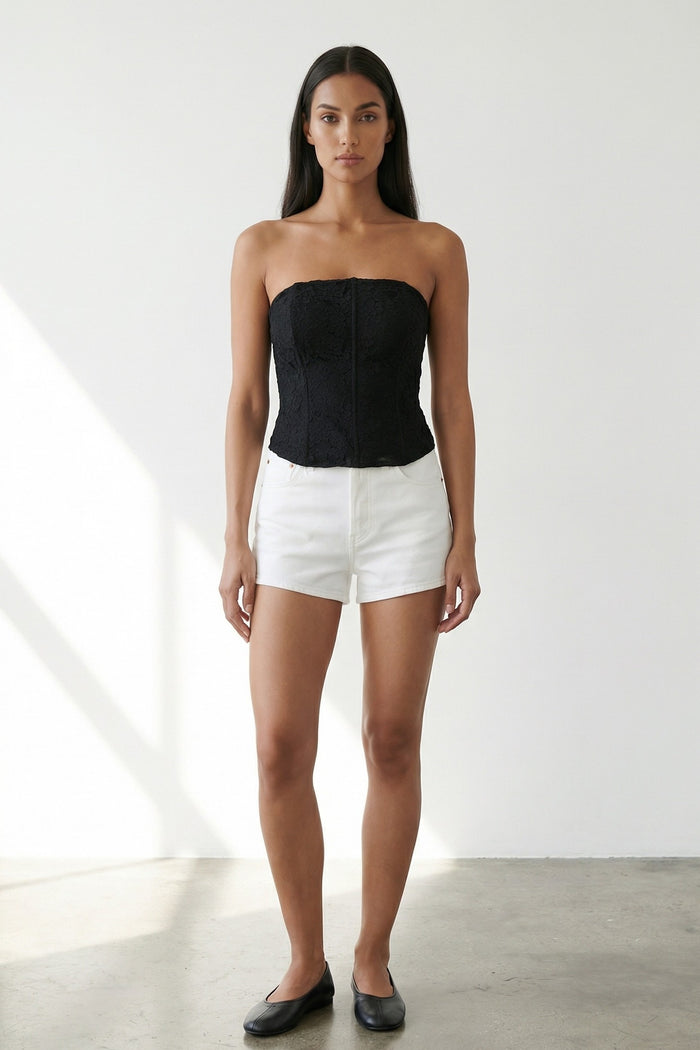 Strapless Lace Up Back Corset Top