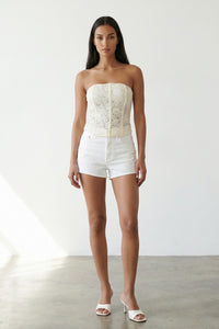 Strapless Lace Up Back Corset Top