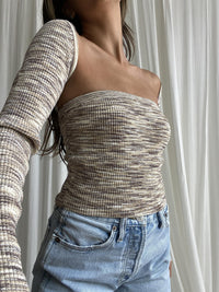 Multi-tone Knitted Tube Top and Bolero Sets - TheOures