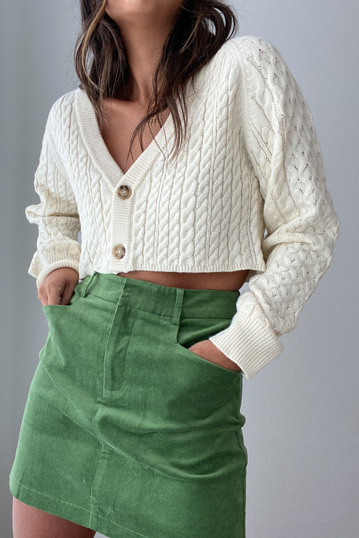 Corduroy Mini Skirt with Pockets - TheOures