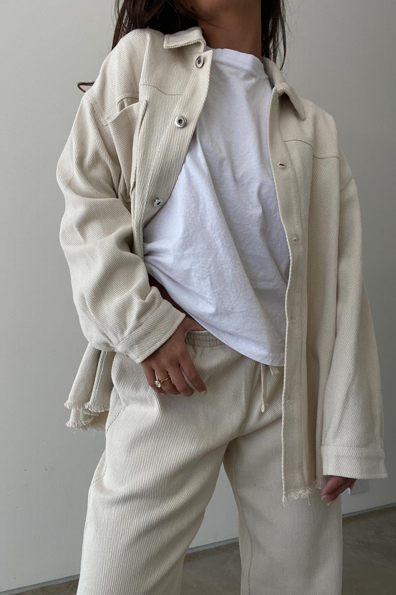 Frayed Hem Cotton Overshirt - TheOures