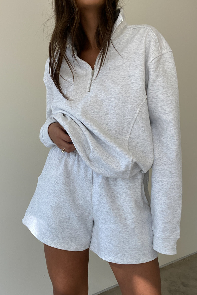 Oversized Zip Up Top And Shorts Set