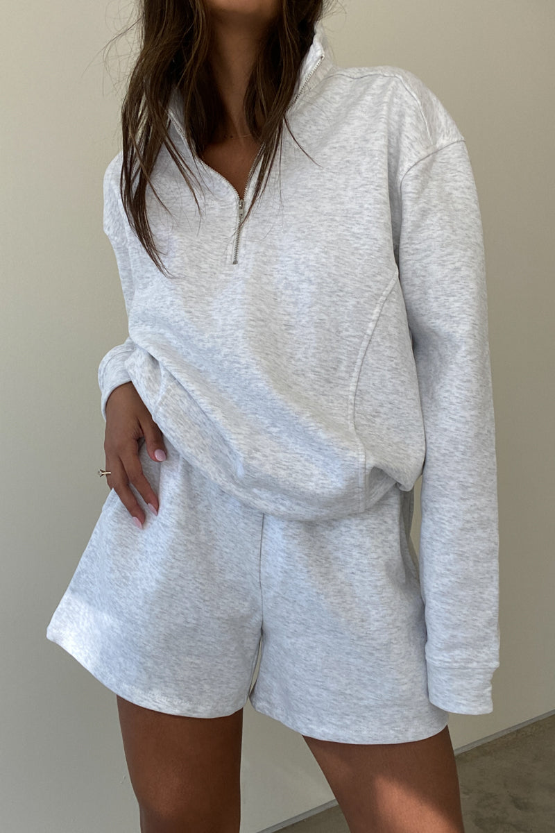 Oversized Zip Up Top And Shorts Set