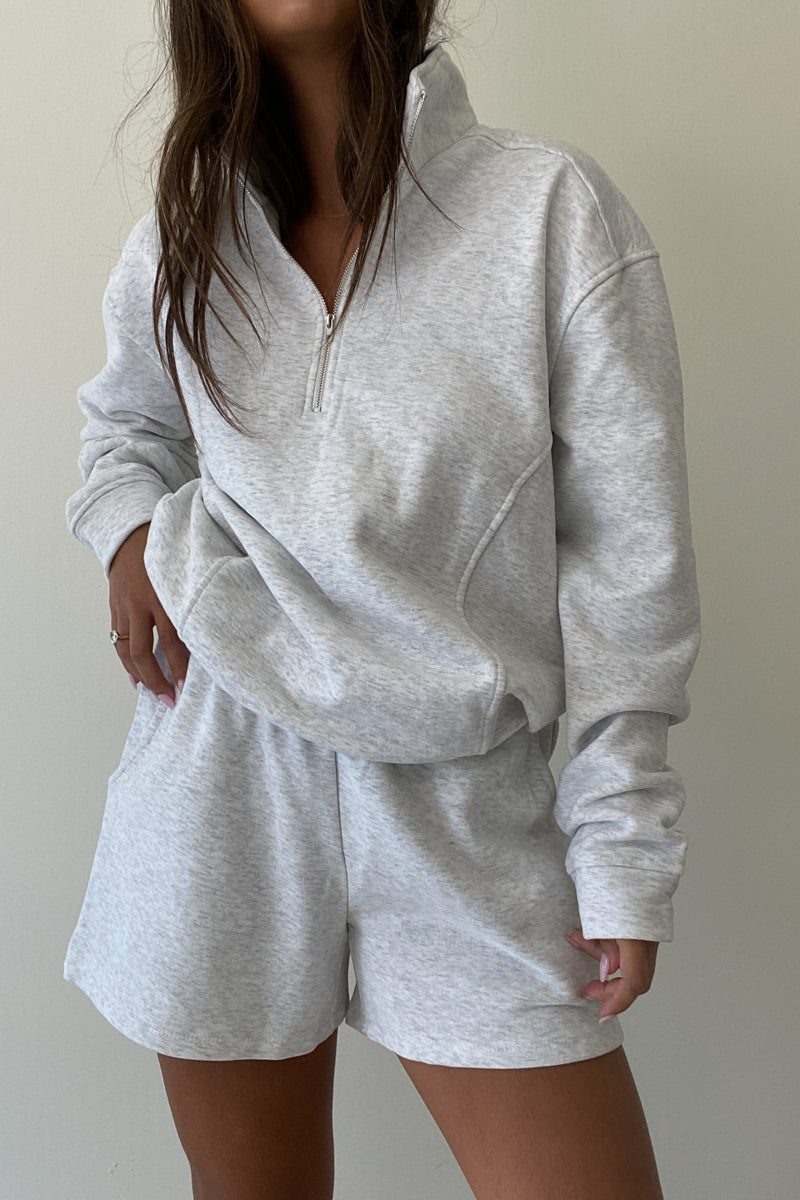 Oversized Zip Up Top And Shorts Set
