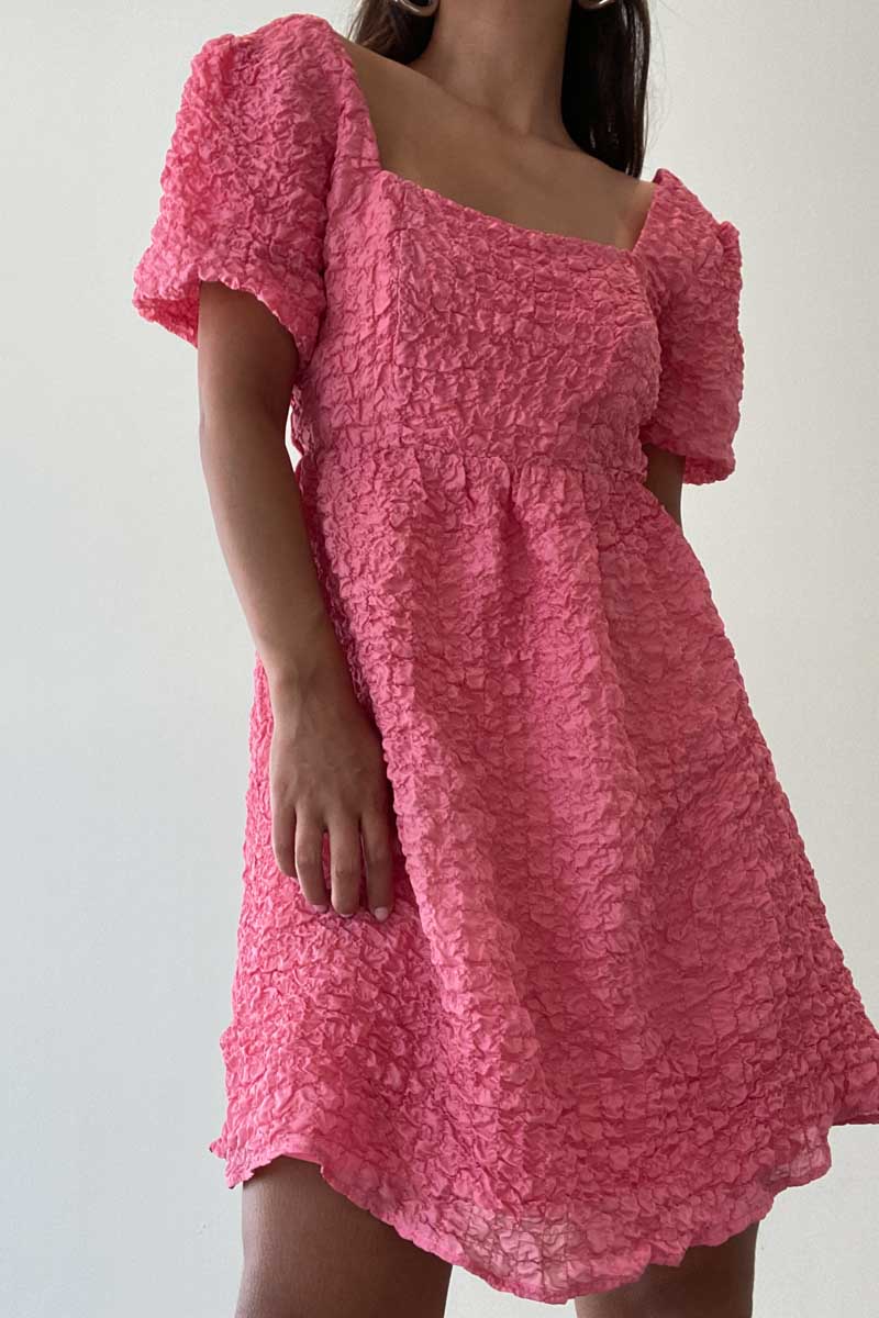 Bubble Textured Baby-doll Dress - TheOures