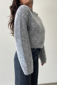 Metallic Knit Crop Hoodie - TheOures