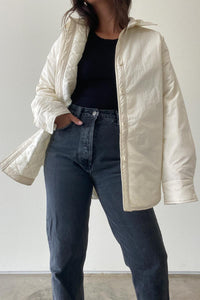 Nylon Oversized Padded Shirt Jacket - TheOures