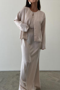 Satin Midi Dress and Cardigan Sets - TheOures