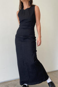 Woven Denim Midi Dress