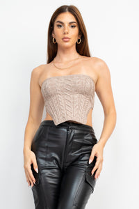 Cable Knit Strapless Corset Top