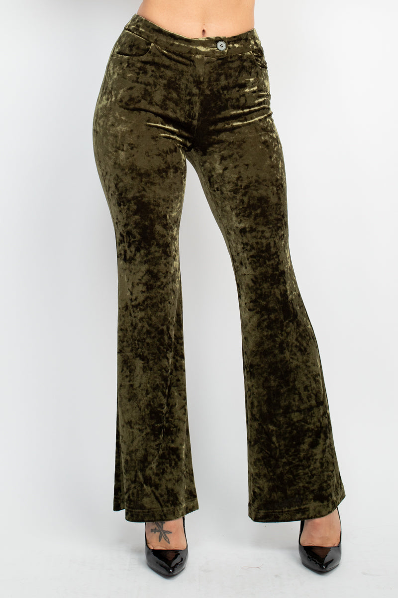 Velvet Bootcut Pants with Back Pocket