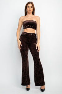 Velvet Bootcut Pants with Back Pocket