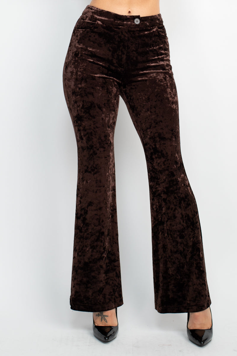 Velvet Bootcut Pants with Back Pocket