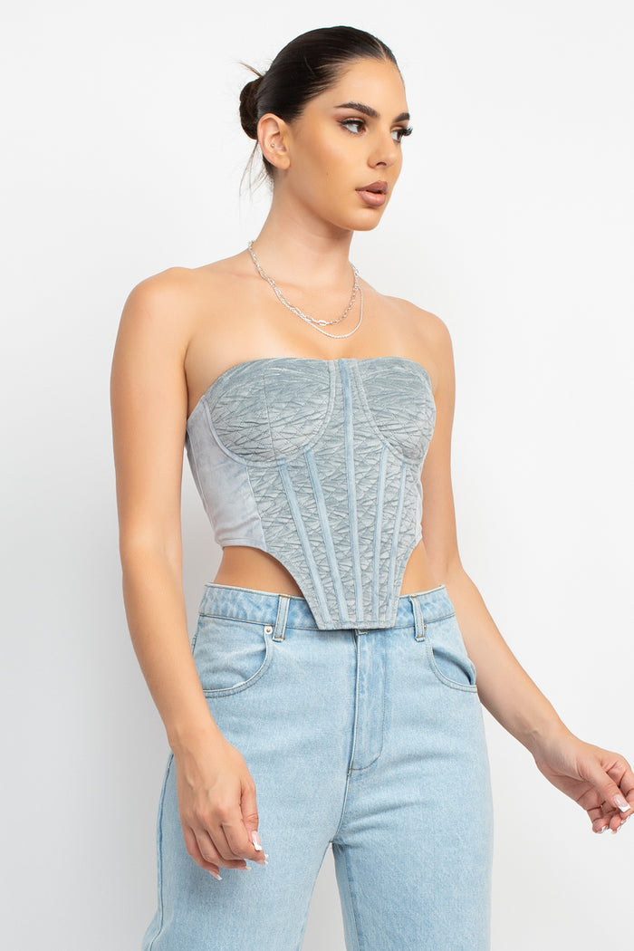 Velvet Bra Cut Detail Corset